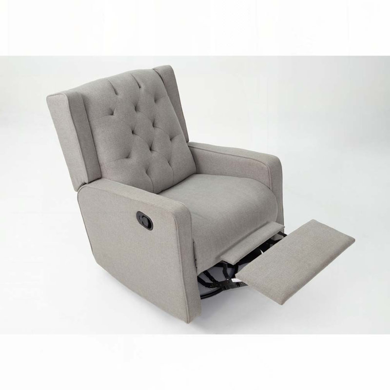 Fauteuil inclinable manuel pivotant Manie, bois massif, toile de jute, Gris foncé