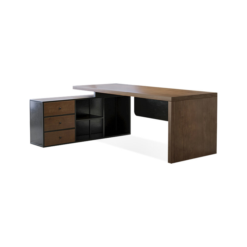 Bureaux rectangulaires en bois massif 78,74 "noyer, Retour à gauche, H 29,53 po x l 62,99 po x P 27,56 po