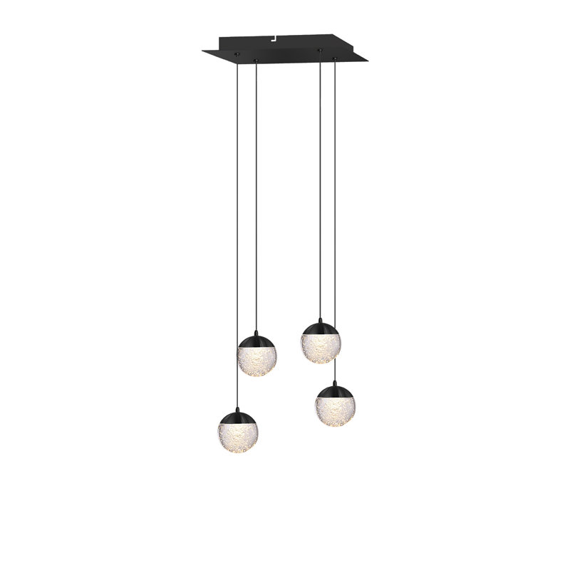 Luminaire suspendu sphère 4 lumières Heatherly, Noir, noir, noir, noir