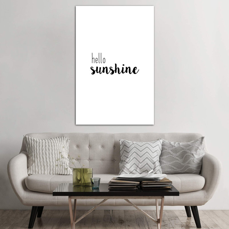 «Hello Sunshine», reproduction d'art textuel, H 60 po x l 40po x P 1,5 po, Toile tendue