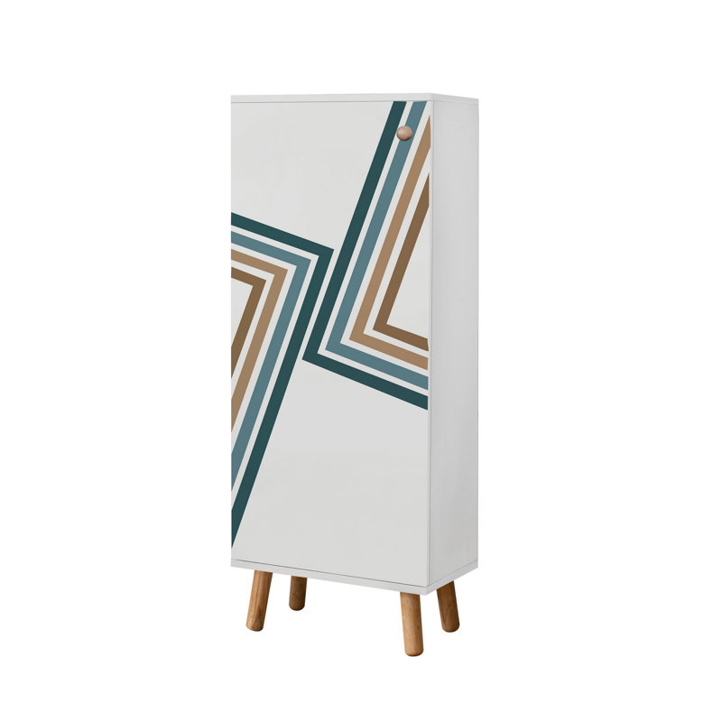 Modern Shoe Cabinet with Solid Wood Legs & Handles, White, 19.7 x 53.1 x 15.0 inches | 100% Melamine Coated Chipboard, UV Coating, Numerous Shelves | Stylish Storage Solution for Entryway & Hallway