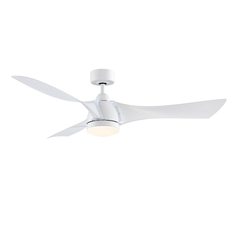 Klear 56 inch Indoor/Outdoor Smart Ceiling Fan with LED CCT Select Light Kit and Remote Control - Matte White with Matte White blades