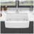 White Farmhouse Sink Workstation - 33 Inch White Ceramic Single Bowl Farm Kitchen Sink