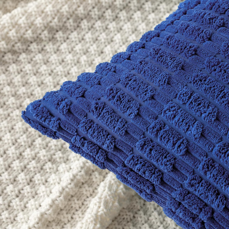 Treshawn Striped Polyester Pillow Cover, Blue