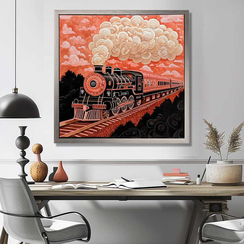 Impression sur toile Train Majestic, Reproduction encadrée, Argent argent, H 16 po x l 16 po
