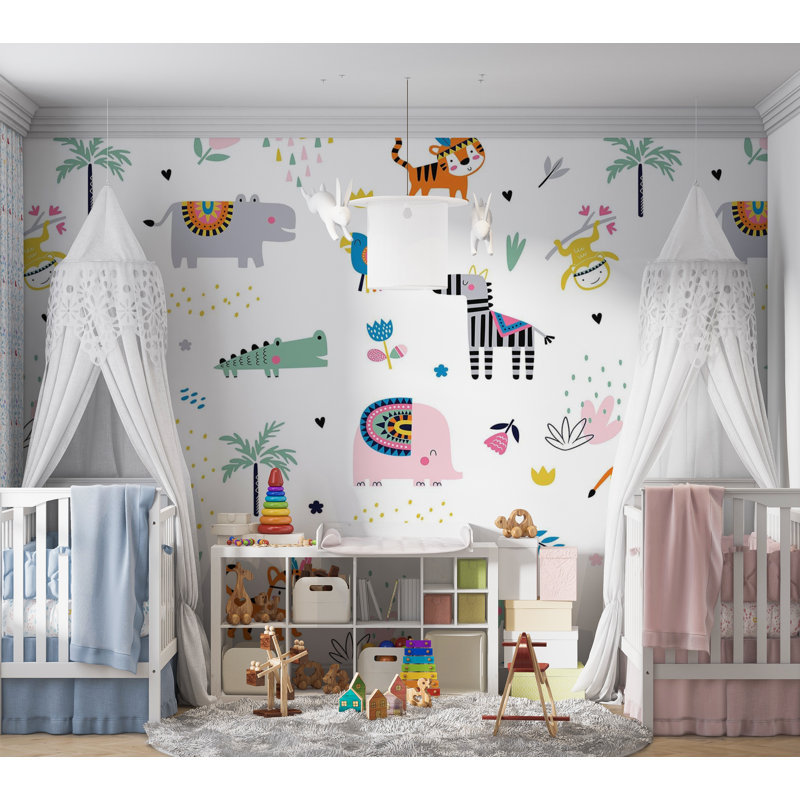 Papier peint de qualité supérieure - Animaux de la jungle, L 40 po x l 60 po