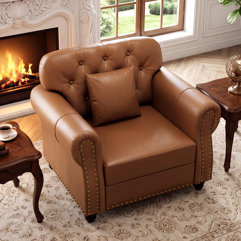 Fauteuil Chesterfield 41,3 po, Brun