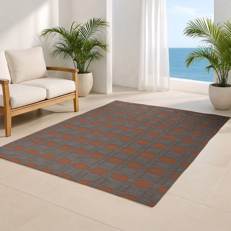 Tapis gris intérieur et extérieur Trellis, Rectangulaire 8 pi x 10 pi