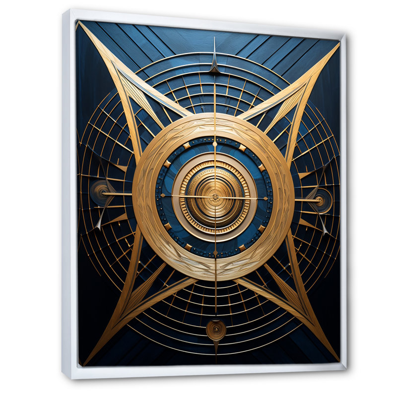 «Esoteric Knowing In Teal and Gold I», impressions d'art géométrique moderne, Cadre flottant blanc
