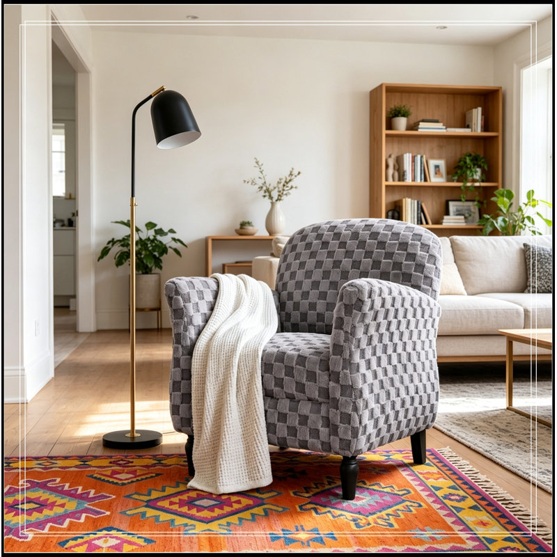 Fauteuil d'appoint rembourré avec pieds en bois, Gris fumé