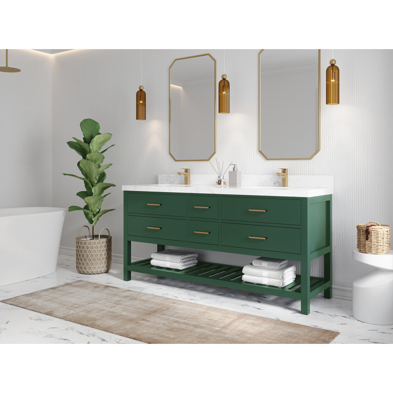 Parker 72'' Double Bathroom Vanity with Top, Calacatta Laza