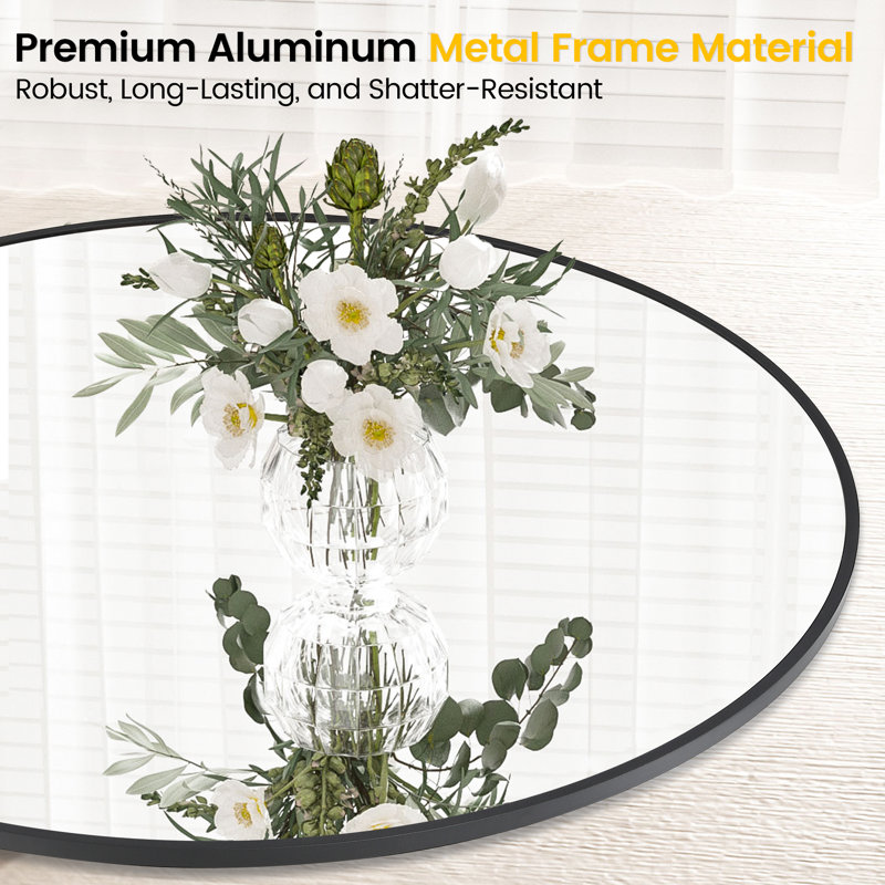 Metal Mirror, 30" Round Black