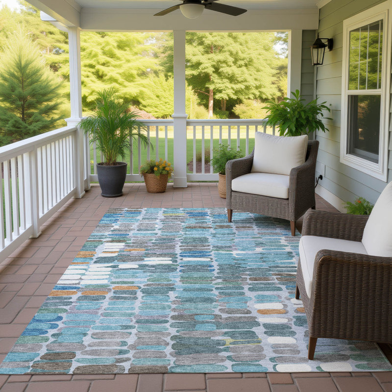 Machine Washable Indoor/Outdoor Molewski ACN2349 Abstract Rug, Rectangle 9' x 12'