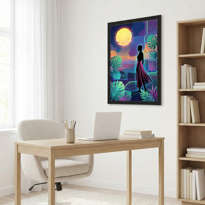 «Neon Jungle Silhouette», ensemble de 1 reproduction d'art sur toile tendue sur toile, H 30 po x l 20 po