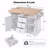 White Kitchen Island With 2 Drop Leaf, 5 Movement, Electrical Outlet, Folding Table, 3 Drawers, Spice Stand 55.7'' Cart Power Charging Point, Dining Towel & Holder,-1500105470