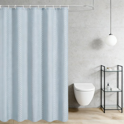 3D Embossed Pattern Shower Curtain, Waterproof Polyester Fabric Bathroom Curtain With Metal Grommets, Vintage Textured Design For Elegant Décor