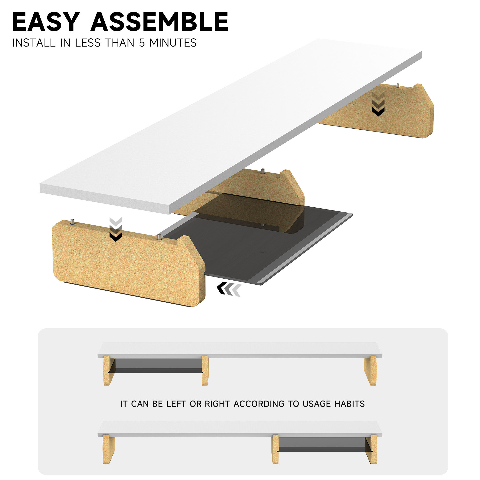 Latitude Run® Dual Monitor Stand,42.5 Inch Monitor Riser,Desktop ...