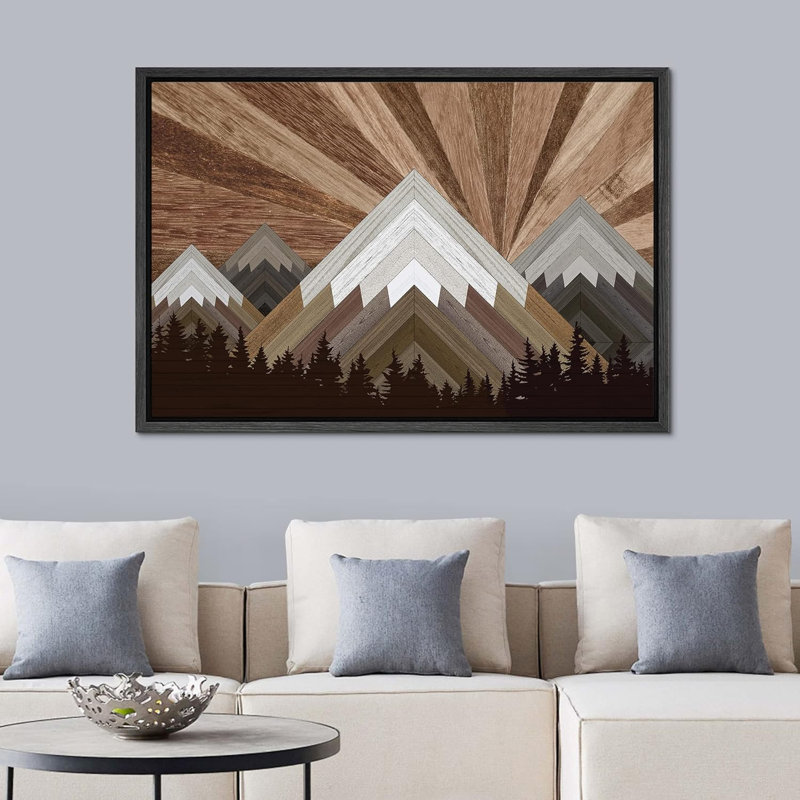 «Western Sky Winter Mountain Forest», reproduction d'art sur toile, H 16 po x l 24 po x P 1,5 po, Noir