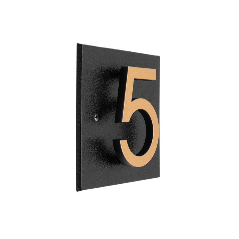Floating 1-Number Horizontal Sign, Black /w/ Black / Gold Modern Font Number, Yes