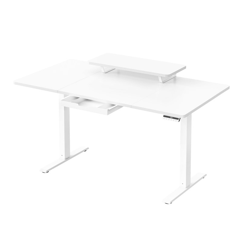 Adjustable Metal Base Standing Desk, 160cm W x 80cm D , White