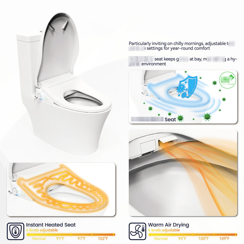 Bidet intelligent réglable - température de l'eau réglable, buse automatique, bouton de siège de toilette portatif activé par capteur, buse propre, chauffage