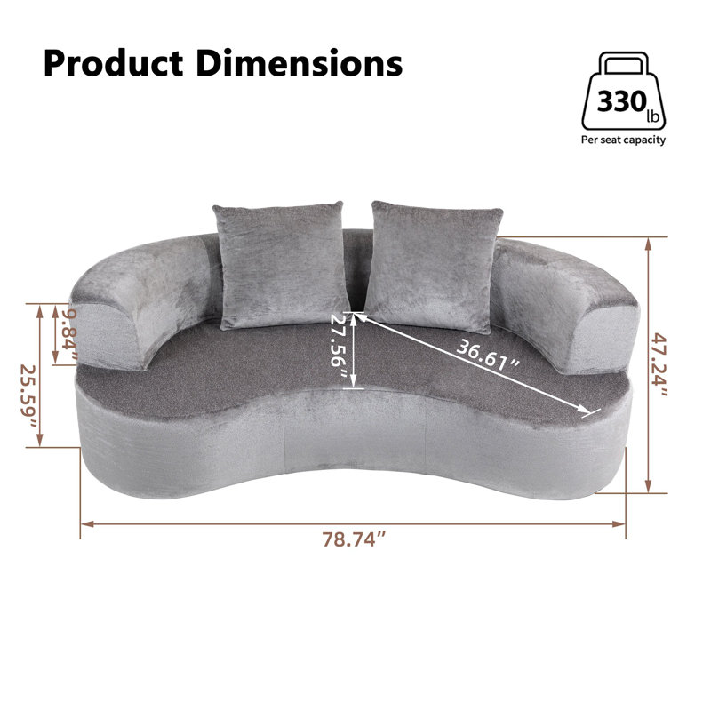 Canapé moderne Boneless 79 po, Gris