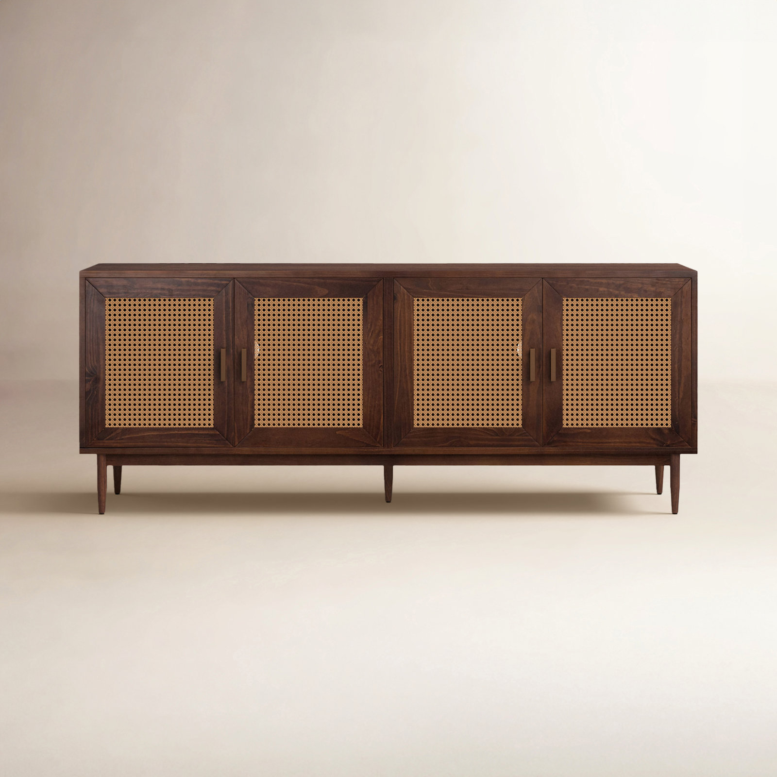 Genie Solid Wood 4-Door Sideboard, Walnut