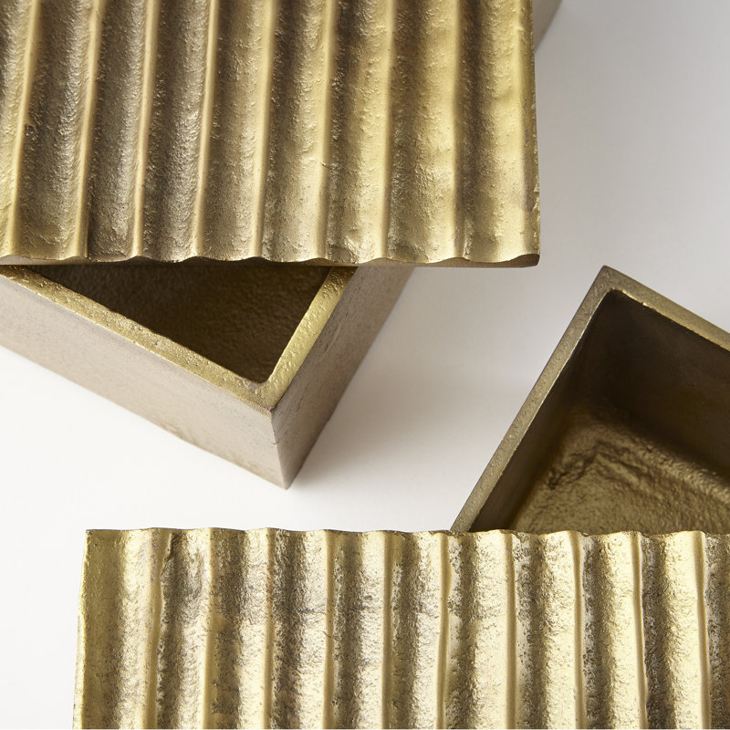 Bullion Metal Decorative Box, 3.25" H x 7.5" W x 5.75" D