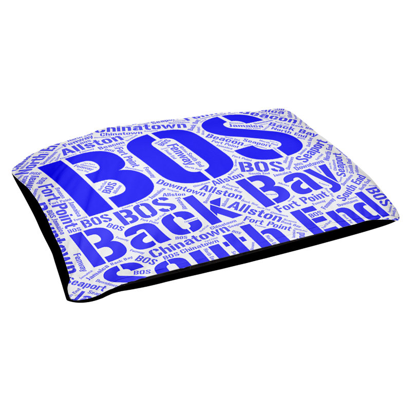 Coussin de chien « districts », Moyen (H 9,5 po x l 28 po x P 18 po), Bleu, Boston
