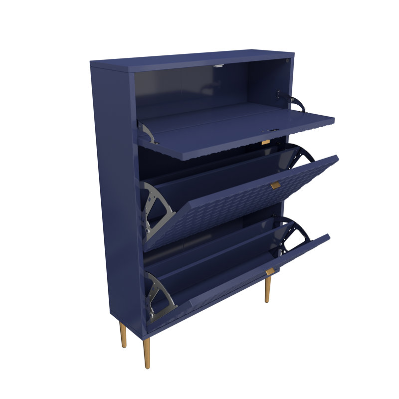 24 Pair Shoe Storage Cabinet, Blue