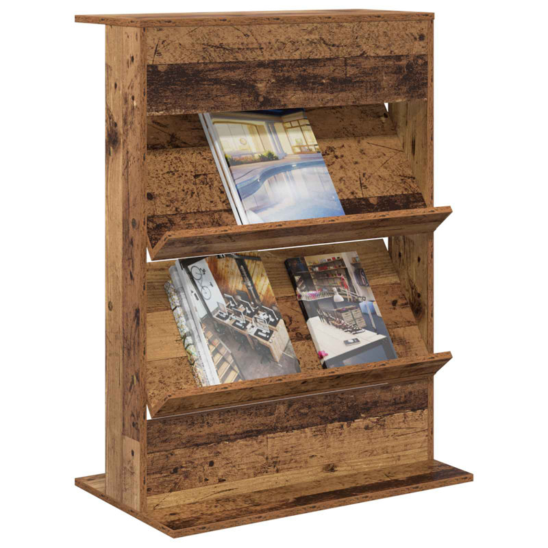 Wood Free Standing Magazine Rack, Old Wood