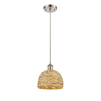 Luminaire suspendu en corde de rotin tissé 1 lumière Malaga
