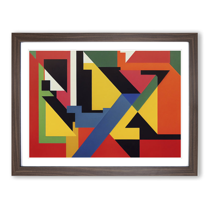 Abstract Bauhaus Vol.5 - Framed Print, 25cm H x 34cm W x 2cm D, Walnut