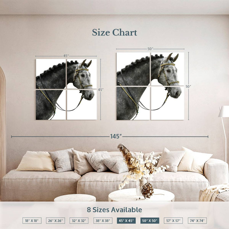 Cheval espagnol gris Brampt, H 45 po x l 45 po