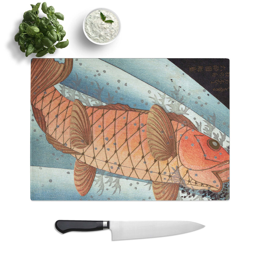 Tempered Glass Carp by Yashima Gakutei Chopping Board