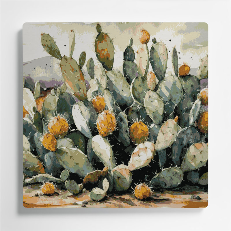 «Southwestern Plants Prickly Pear», art mural en métal beige 176