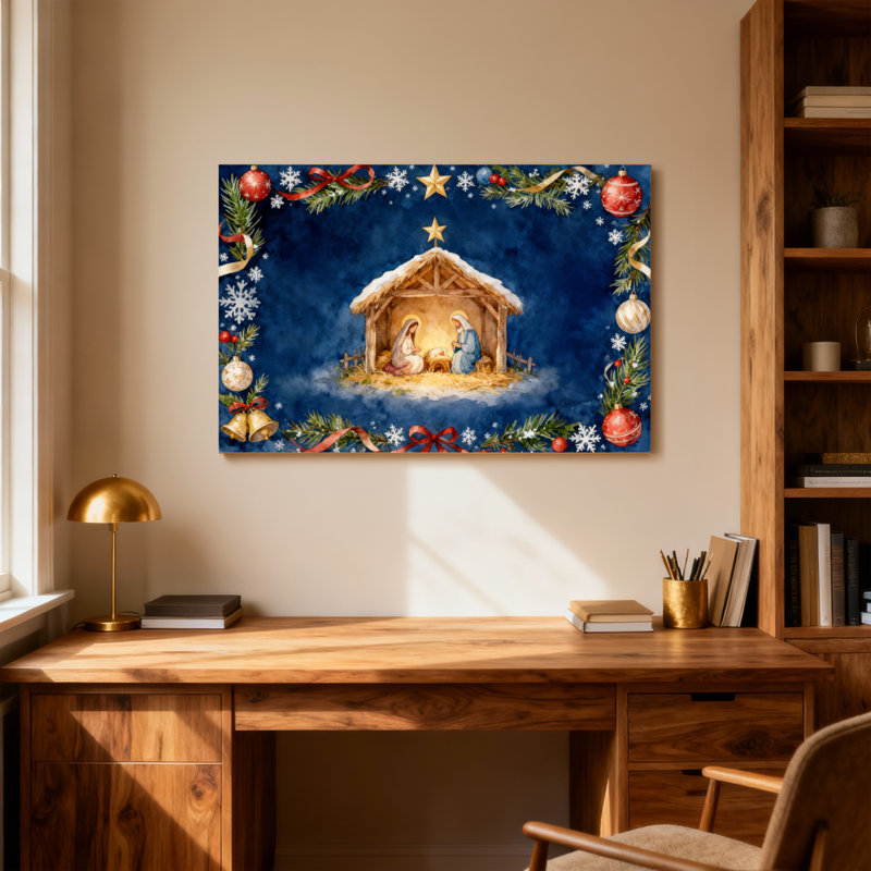 Crèche de Noël avec décorations de Noël, H 12 po x l 18 po