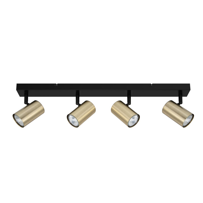 Grafton 4 Light Modern Brushed Brass Spotlight with Matt Black Base, 60x5x15cm, 4xGU10. Max. 5W LED (Bulb not included)