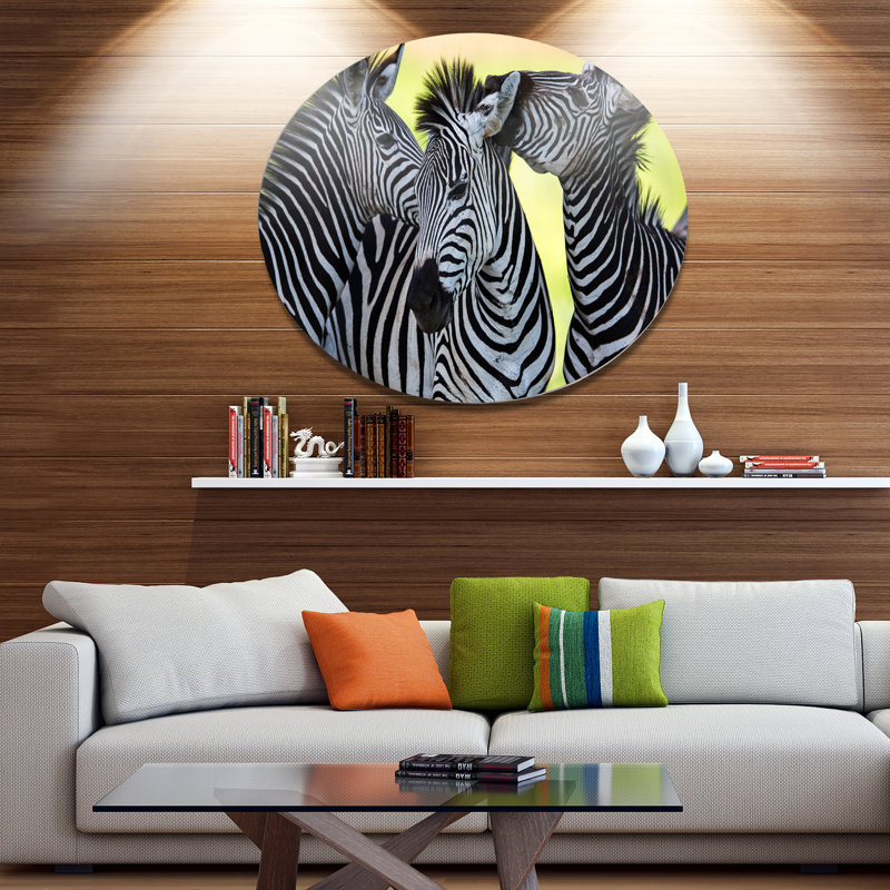 «Zebras Socialiser and Kissing», reproduction de photo sur métal, H 36 po x l 36 po x P 1 po