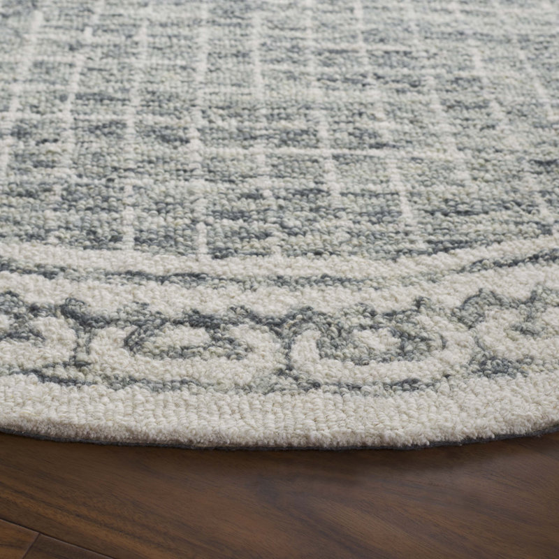 Tapis gris / ivoire Ebony 807, Rond 6 pi