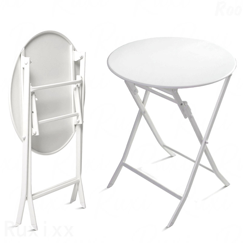 3-Piece Bistro Set White Patio Of Foldable Round Table And Chairs Outdoor Furniture, White