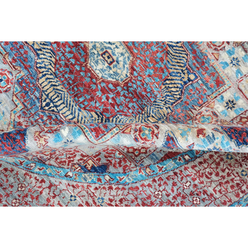 High-Quality Hand-Knotted Navy And Red Area Rug