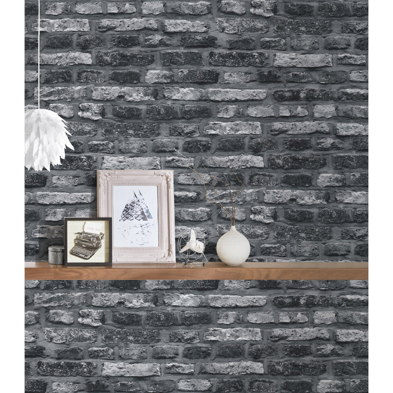 Rouleau de papier peint Bricks and More, collection Bricks and More, Noir, noir, noir, noir