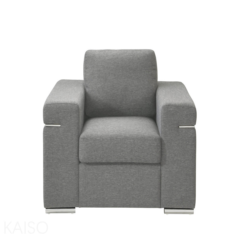 Fauteuil rembourré en tissu tissé gris clair, Gray Fabric