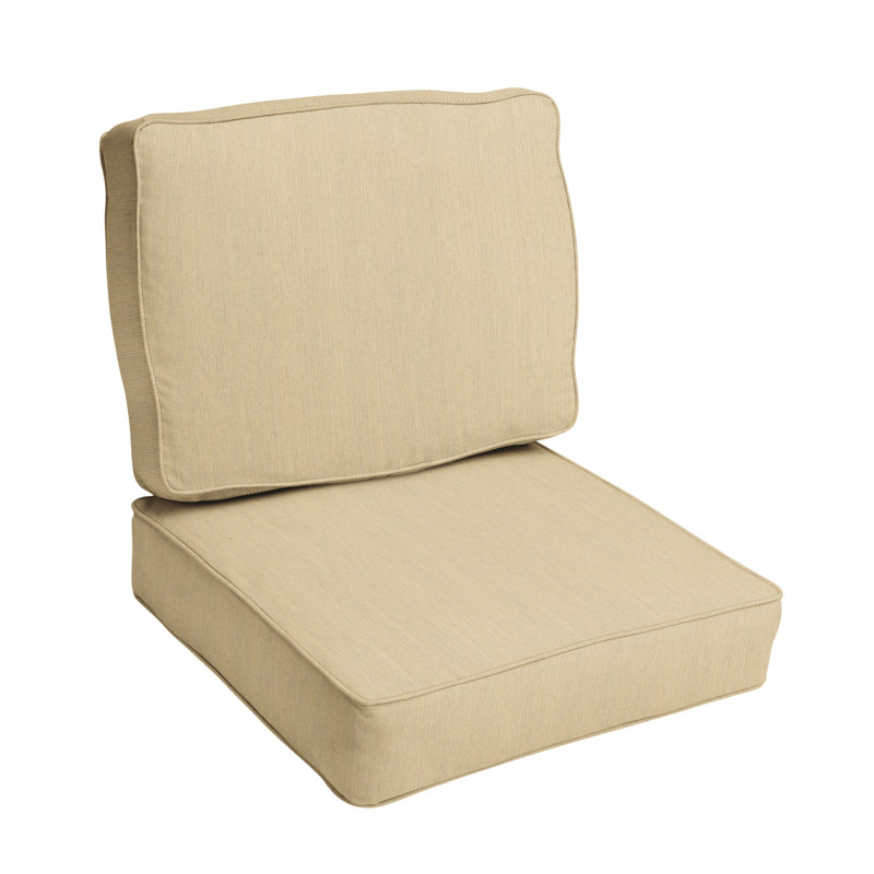 Sunbrella Outdoor Solid Corded Deep Seating Pillow and Cushion Set, 30 in W x 27 in D x 5 in H, Sunbrella - Spectrum Sand