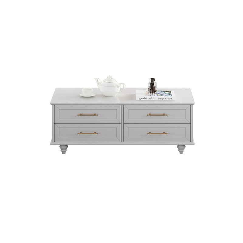Table basse moderne en bois avec quatre tiroirs, Blanc
