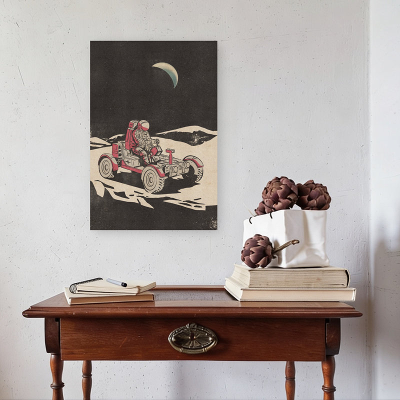 Art mural rétro, paysage lunaire rétro rétro, 24" H x 16" W