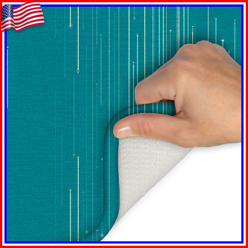 Tapis de bain Lines, Simple - L 24 po x l 17 po, Bleu géométrique