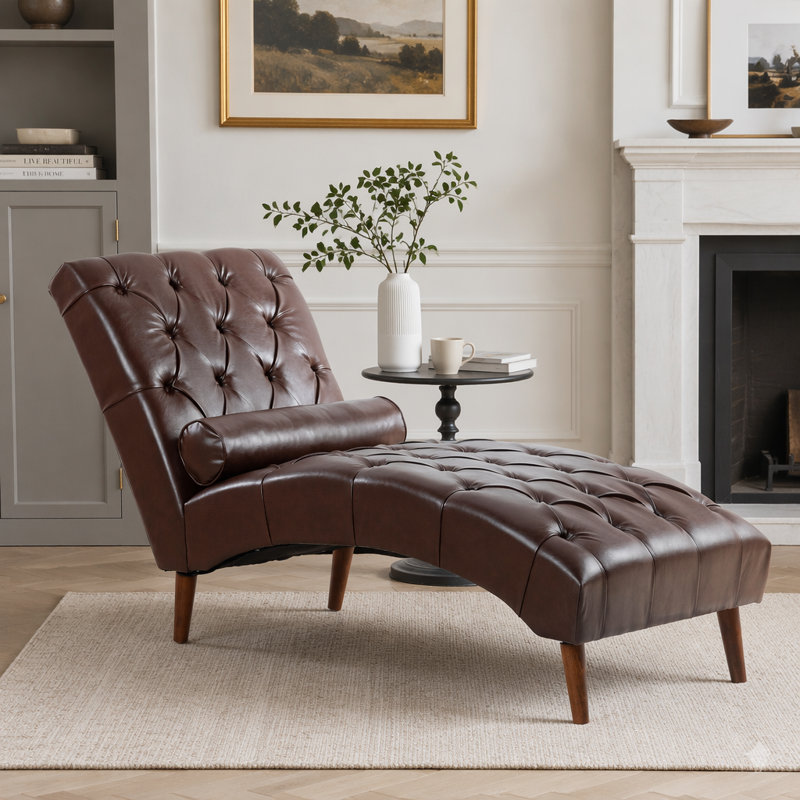 Chaise longue rembourrée élégante avec rembourrage haute densité et pieds en bouleau robustes, parfaits pour la détente et le style