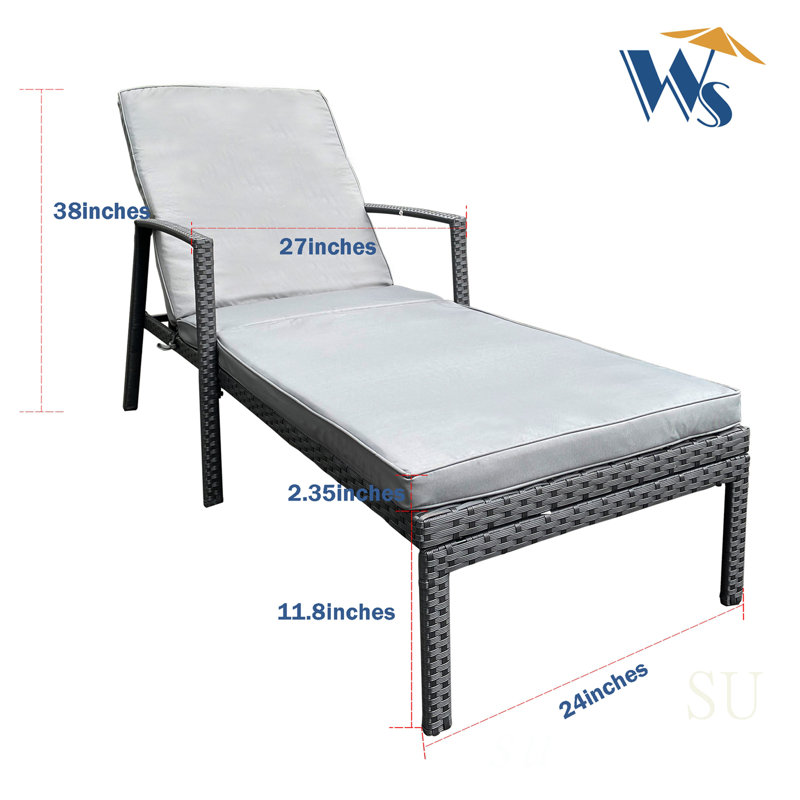 Chaises longues d'extérieur en rotin et osier, Gris, Gris